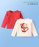 Babyoye 100% Cotton Knit Full Sleeves Dyed Tops With Animal Print Pack of 2 - Red & White