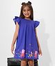 The Souled Store Peppa Pig Featuring Flutter Sleeves Character Printed Smocked Dress - Blue
