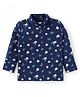 Babyhug Cotton Knit Full Sleeves Skivi T-Shirt with Floral Print - Navy Blue