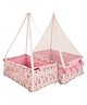 BAYBEE Flora Cotton Baby Hanging Cradle for New Born Baby, Baby Cradle with Mosquito Net & Spring - Pink