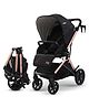 BAYBEE Infant Baby Pram Stroller for Newborn Babies with Aluminum Frame 3-Position Adjustable Canopy Reversible Seat Safety harness Storage Basket & Rear Brake - Pink