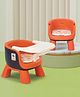 Baybee Creto Baby Booster Chair for Feeding | Portable Dining Chair for Baby with Removable Cushion Pad & Food Tray - Orange