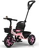 BAYBEE Trixg Pro 2 in 1 Tricycle for Kids Smart Plug & Play Cycle with Parental Push Handle Bell & Storage Baskets - Pink