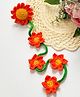Bobbles & Scallops Crocheted Daisy String Alligator Clip - Orange