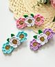 Bobbles & Scallops Set Of 3 Festive Crocheted Flower Alligator Clips - Multi Colour