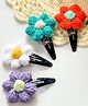 Bobbles & Scallops Set of 4 Crocheted Floral Snap Clips - Multi Colour