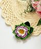 Bobbles & Scallops Crocheted Floral Brooch - Purple