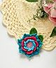 Bobbles & Scallops Crocheted Floral Brooch - Blue