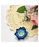 Bobbles & Scallops Crocheted Floral Brooch - Dark Blue