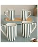 The Earth Store Ceramic Coffee Mug Grey Stripe Set of 4 - 420 ml