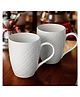 The Earth Store Check Ceramic Mug Set of 2 (360 ml, White)