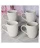 The Earth Store Check Ceramic Mug Set of 4 (360 ml, White)