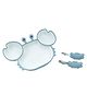 Starkiddo Cute Crab Silicone Suction Plate for Babies & Toddlers | Premium Cartoon Baby Feeding Set | Baby-Led Self Feeding Training Divider Plate with Easy Grip Handle Spoon & Fork (Sky Blue)