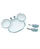 Starkiddo Cute Crab Silicone Suction Plate for Babies & Toddlers | Premium Cartoon Baby Feeding Set | Baby-Led Self Feeding Training Divider Plate with Easy Grip Handle Spoon & Fork (Sky Blue)