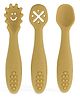 StarKiddo Baby Fork and Spoon Set, 3Pcs Silicone Spoon Baby Weaning Spoon Set Self Feeding (Yellow)