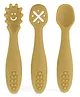 StarKiddo Baby Fork and Spoon Set, 3Pcs Silicone Spoon Baby Weaning Spoon Set Self Feeding (Yellow)