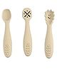 StarKiddo Baby Fork and Spoon Set, 3Pcs Silicone Spoon Baby Weaning Spoon Set Self Feeding (Beige)