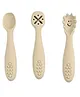 StarKiddo Baby Fork and Spoon Set, 3Pcs Silicone Spoon Baby Weaning Spoon Set Self Feeding (Beige)