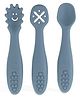 StarKiddo Baby Fork and Spoon Set, 3Pcs Silicone Spoon Baby Weaning Spoon Set Self Feeding (Grey)