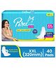 Paree Super Ultra Dry Feel XXL Tri-Fold Sanitary Pads with Quick Absorption & Gentle Fragrance|Heavy Flow Champion|Double Feathers for Extra Coverage|Leakage-Proof With Disposable Cover - 40 Pads