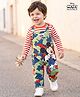 Babyhug Disney Single Jersey Knit Full Sleeves T-Shirt with Dungaree Mickey Mouse Graphics & Camouflage Detailing - Green & Red