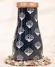 Veda Essentials Bedside copper Water bottle with two glasses |Printed | Blue