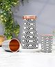Veda Essentials Bedside copper Water bottle with two glasses |Printed | Black & White