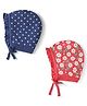 Babyhug 100% Cotton Knit Tie Knot Bonnet Cap Floral & Polka Dot Print Pack of 2 - Red & Blue