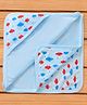 Rupa Peek A Boo Interlock Knit Hooded Wrapper with Cloud & Rain Print L 80 x B 78 cm - Light Blue