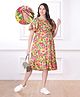 Bella Mama Viscose Woven Flutter Sleeve Floral Printed Maternity Dress -Yellow
