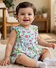 Babyoye Cotton Knit Sleeveless Frock With Cat & Floral Print & Bloomer - Mint