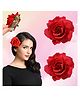 LYKAA Hair Accessories For Women & Girls - Stylish Artificial Rose Artificial Flowers Bun Juda Clips -Red- 2 Pieces