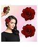 LYKAA Hair Accessories For Women & Girls - Stylish Artificial Rose Artificial Flowers Bun Juda Clips -Maroon- 2 Pieces