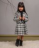 Budding Bees Full Sleeves Plaid Checked Jacket With Top And Skirt Set - Black & White