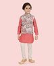 ETHNIKS NEURON Full Sleeves Solid Kurta & Pyjama With Floral Printed Jacket - Carrot Pink
