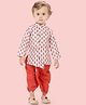 ETHNIKS NEURON Full Sleeves Ethnic Motifs Printed Kurta & Dhoti Set - Rust Orange