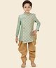 ETHNIKS NEURON Silk Full Sleeves Thread Work Embroidered Kurta & Pyjama Set - Sea Green