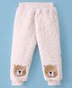 Little Kangaroos Fleece Woven Full Length Lounge Pant with Bear Patch - Off White