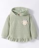 Little Kangaroos Fleece Knit Full Sleeves Hooded Sweatshirt With Applique & Frill Detailing - Light Grey
