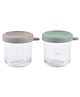 Beaba Glass Food Storage Containers 250 ml - Sage Green & Gazelle (Set of 2)