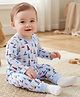 Babyoye 100% Cotton Knit Full Sleeves Night Suit With Boat Print - Light Blue