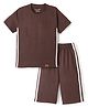 Funkrafts Premium Cotton Half Sleeves Solid Tee & Shorts Set - Brown