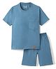 Funkrafts Premium Cotton Half Sleeves Solid Coordinated Tee & Shorts Set - Blue