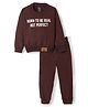Funkrafts Premium Cotton Loop Knit Full Sleeves Typographic Printed Sweatshirt & Joggers Set - Maroon