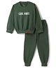 Funkrafts Premium Cotton Loop Knit Full Sleeves Typographic Printed Sweatshirt & Joggers Set - Green