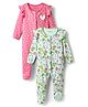 Babyoye 100% Cotton Knit Full Sleeves Co-ords Sleep Suit With Eco Jiva Finish Floral Print Pack Of 2 - Pink & Light Blue