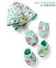 Babyoye Eco Conscious 100% Cotton Knit Cap Mittens & Booties Set with Kitty Pint Light Green - Diameter 10.5 cm