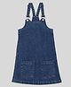 tweeny mini Pure Cotton Denim Sleeveless Solid Pinafore Dress - Blue