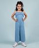 tweeny mini Pure Cotton Denim Sleeveless Solid  Jumpsuit - Blue