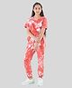 tweeny mini Pure Cotton Half Sleeves TIe Dye Jumpsuit - Red